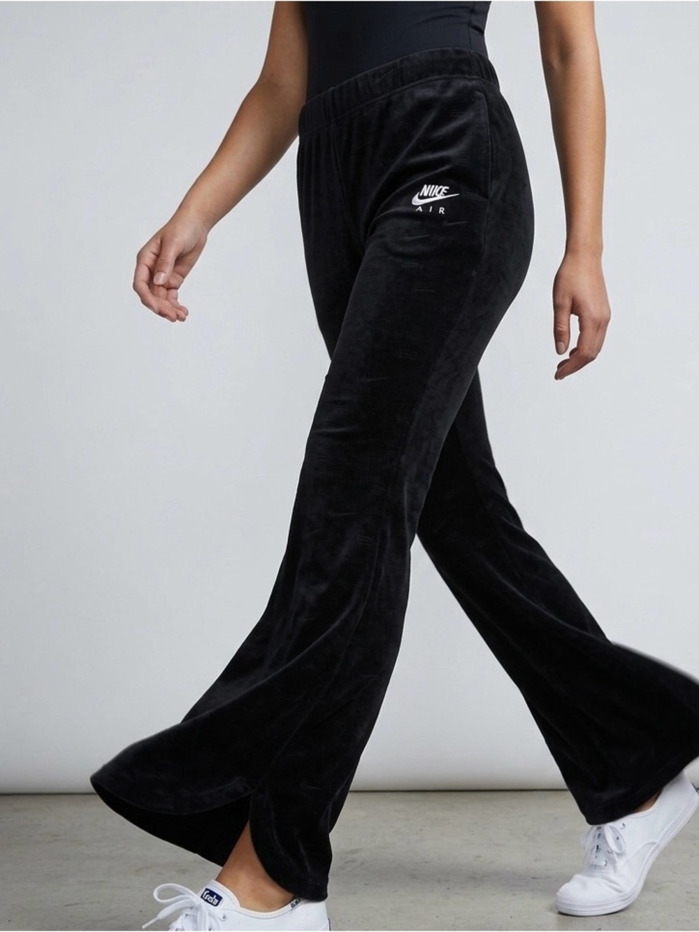 Nike Air Velour Monogram Flare Pants Black Size S